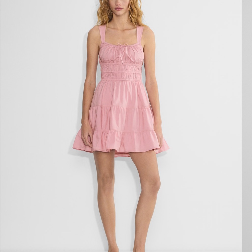 Pink Sleeveless Tiered Dress